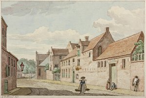 Munnekeholm met rechts het West-Indisch Huis en daarnaast op de achtergrond het Aduardergasthuis door Jan Bulthuis